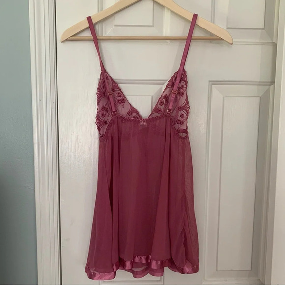 Pink Purple Mini Slip Dress Chemise Romantic Womens Size Medium - Picture 5 of 7